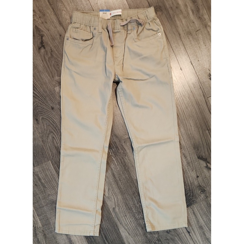 Youth 12 Levi's Boy Pull On Drawstring Waistband Tapered Twill Cargo Khaki Pant